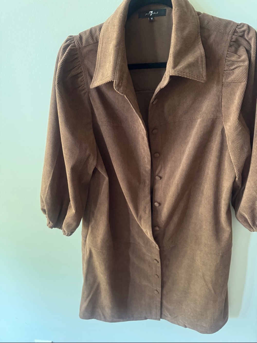 7 for all mankind Corduroy Button-Front dress in Warm Brown
